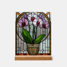 Orkidé Art Nouveau Akrylkonst Glasväggskonst