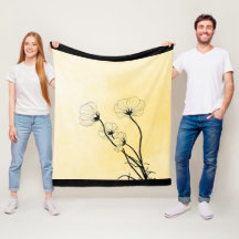 orkidé blomlinjekonst på gul