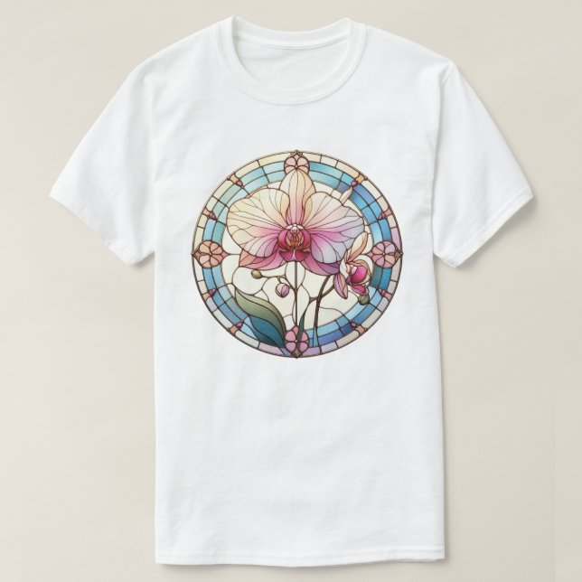 Orkidé Färgglaskonst T Shirt (Design framsida)