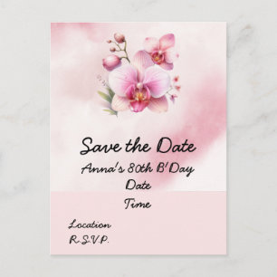 Orkidé födelsedag Save the Date vykort