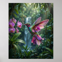 Orkidé Kolibri Juvel Flygning Poster