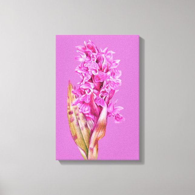 Orkidé konst blomma lila rosa canvastryck (Framsida)