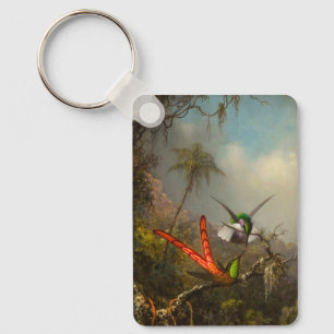 Orkidé med två kolibrier Heade Nyckelring