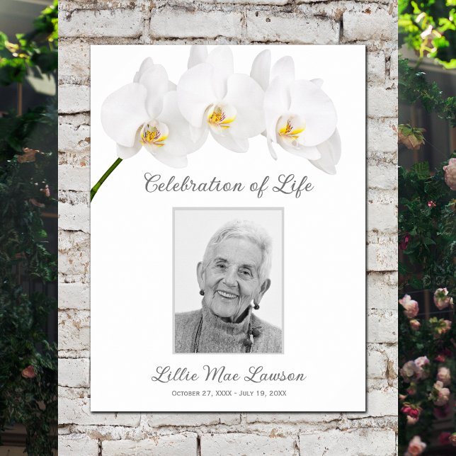 Orkidé Minnesgudstjänst Begravning Foto Minnesmärk Poster (Celebration of Life photo memorial funeral poster - INSTANT DOWNLOAD or PRINTED (framed, too))