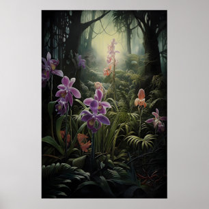 Orkidé Mörk Akademi Print, Vild Skog, Gotisk Poster