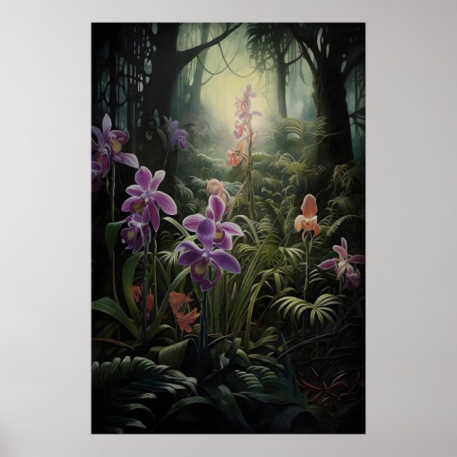 Orkidé Mörk Akademi Print, Vild Skog, Gotisk Poster (Framsidan)