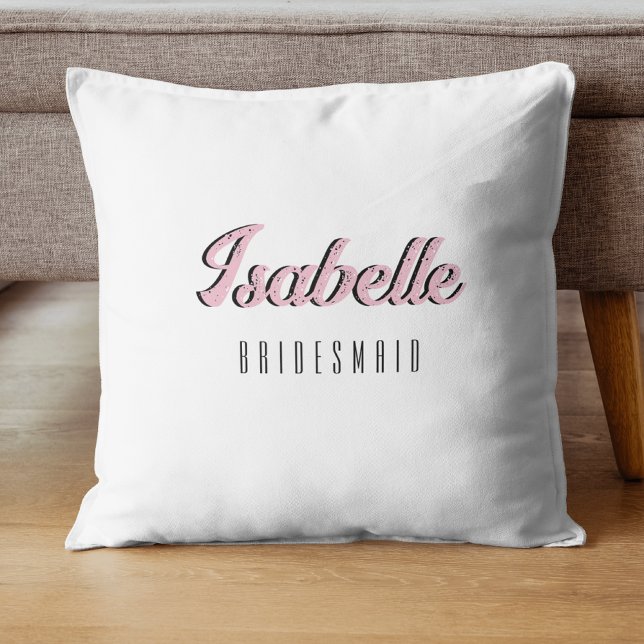 Orkidé Rosa 3D Roligt Namn Brudtärna   Kudde (Skapare uppladdad)