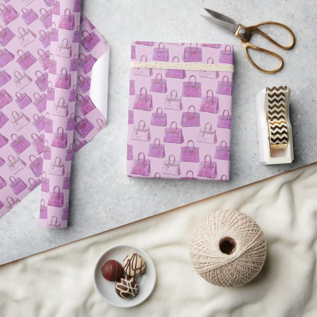 Orkidé Rosa Krokodillhandväska Mode Mönster Presentpapper (Hantverk)