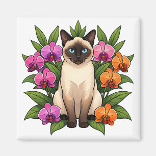 orkidé siamesisk katt magnet