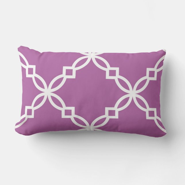 Orkidé Vit Stor Fancy Quatrefoil Mönster Lumbarkudde (Framsida)