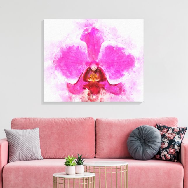 Orkidéblomma akvarell - rosa wb 02 canvastryck (Insitu (Vardagsrum))