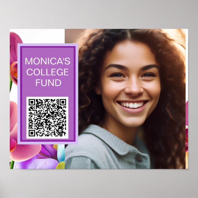 Orkidéer Anpassad QR-kod Affisch Skylt (Framsidan)