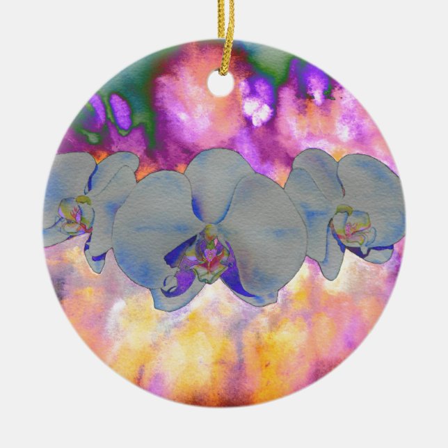Orkidéer av tropisk blommigt av abstrakt julgransprydnad keramik (Framsidan)