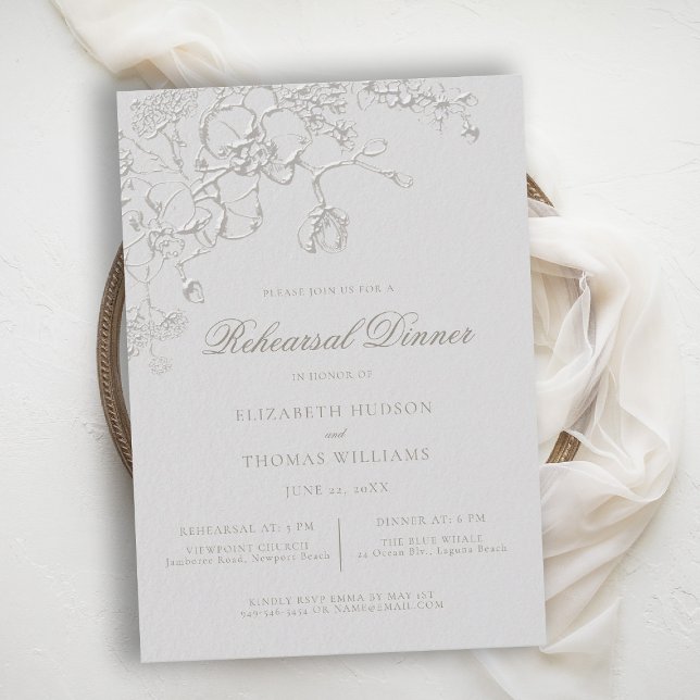 Orkidéer Drömmar Elfenbensfärgad Formell Övningsmi Inbjudningar (orchid wedding reception card art sketch romantic modern classic formal elegant ivory)