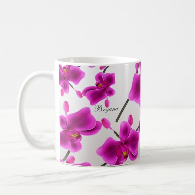 Orkidéer Elegant Blomma Kaffemugg (Vänster)