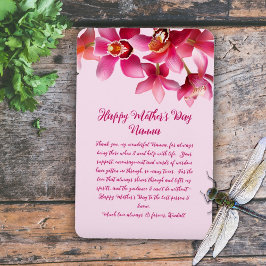 Orkidéer Mors dag Tack Rosa Meddelande Magnet