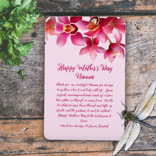Orkidéer Mors dag Tack Rosa Meddelande Magnet
