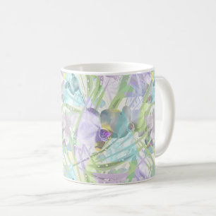 Orkidéer och handflatan-löv, tropiska kaffemugg