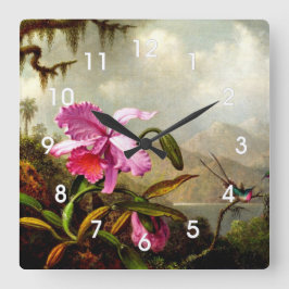 Orkidéer och Hummingbird nära bergen Sjö Fyrkantig Klocka