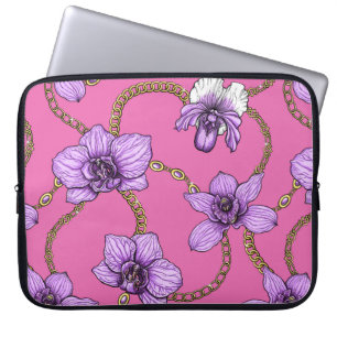 Orkidéer och kedjor, violett och rosa laptop fodral