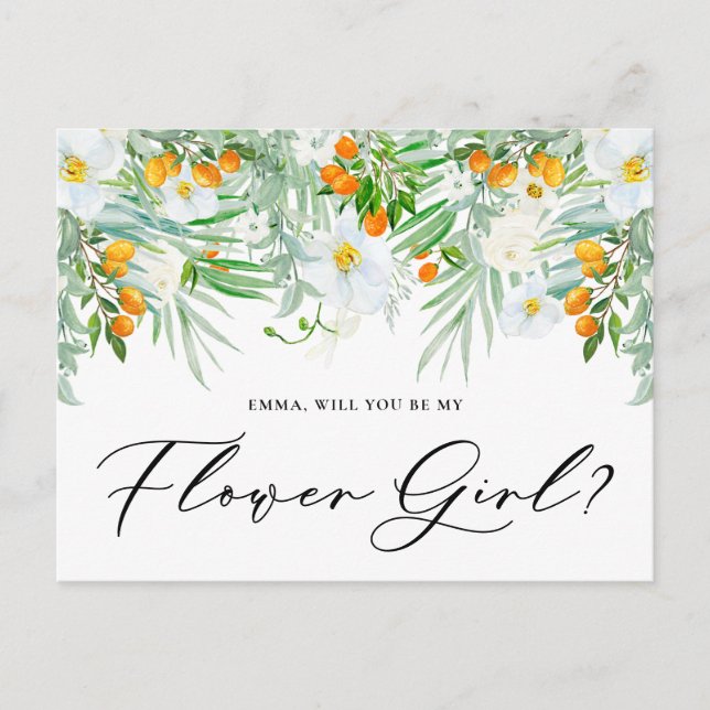 Orkidéer och Kumquats Vill du vara min blomsterfli Vykort (Framsida)