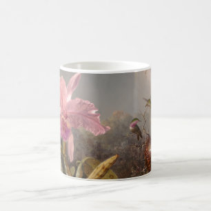 Orkidéer och Oljemålningen Hummingbird Forest Sc Kaffemugg