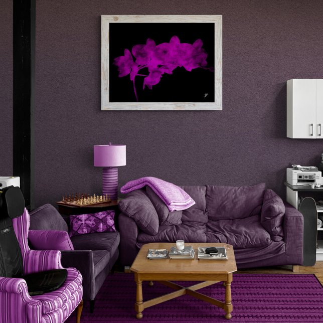 Orkidéskugga på en mörk bakgrund canvastryck (Skapare uppladdad)