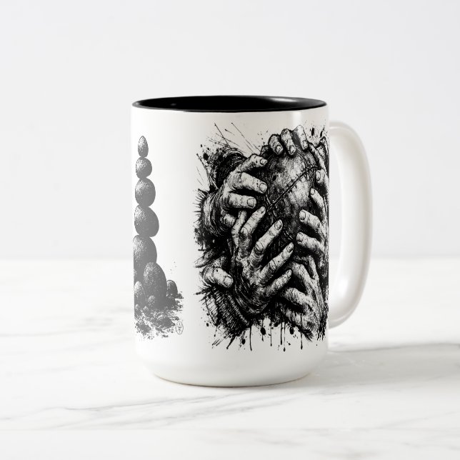 Orkney Ba Gripande händer Två-Tonad Mugg (Framsida höger)