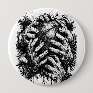 Orkney Dark Art Ink Illustration – Gripande händer Knapp