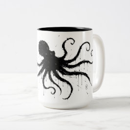 Orkney Dark Ink Illustration – Grasping Octopus Två-Tonad Mugg