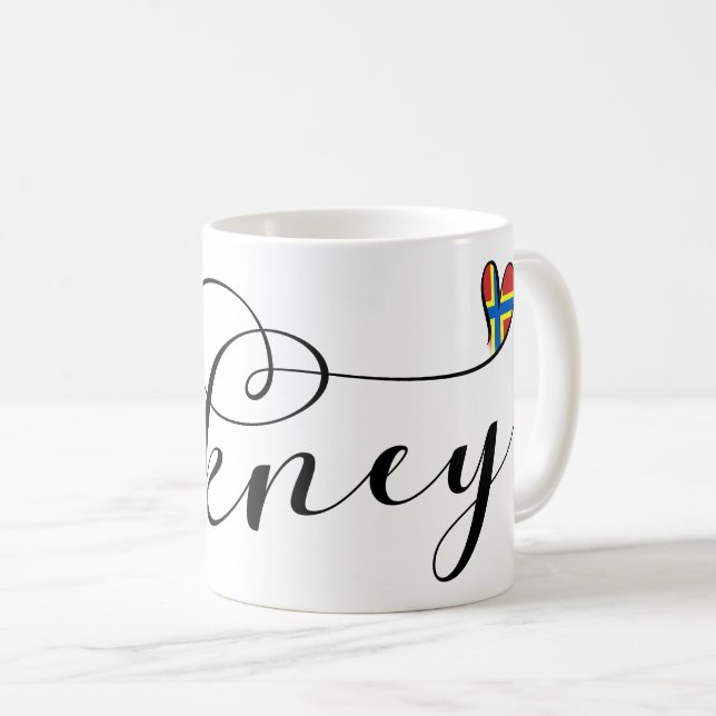 Orkney Flagga in Heart, Northern Isles, Scotland Kaffemugg (Framsida höger)