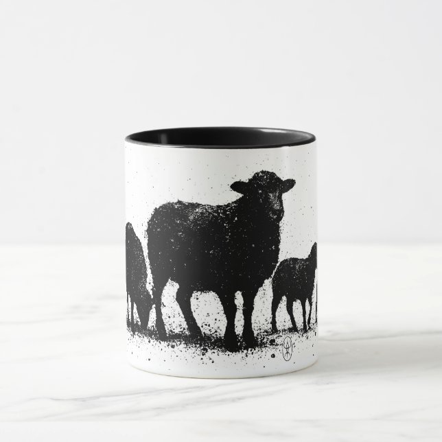 Orkney Sheep — Ink Silhouette Flock Mugg (Center)