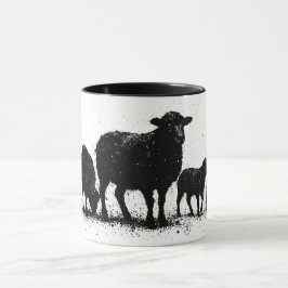 Orkneyfår — flock i bläck siluett mugg