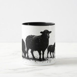 Orkneyfår — flock i bläck siluett mugg