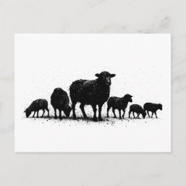 Orkneyfår — flock i bläcksilhuett vykort
