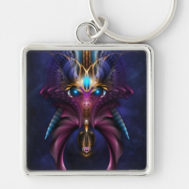 Orkolon Starfield Fyrkantig Silverfärgad Nyckelring (Framsidan)