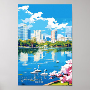 Orlando Beach Florida vintage resor illustration Poster