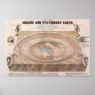 Orlando Ferguson Flat Earth Karta Poster