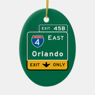 Orlando FL-vägmärke Julgransprydnad Keramik