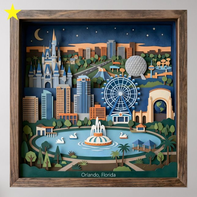 Orlando Florida Amerika Papperskonst Diorama Poster (Skapare uppladdad)