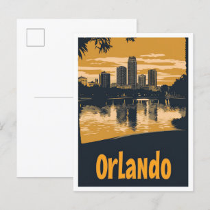 Orlando Florida Art Vintage resor Illustration Vykort