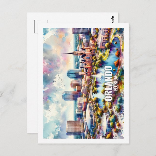 Orlando Florida Berömd Travel vattenfärg Vykort (Fram/baksida)
