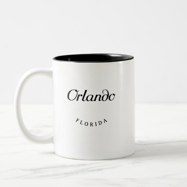 Orlando Florida Black Font Två-Tonad Mugg (Vänster)