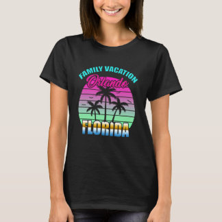 Orlando Florida Familjesemester Retro Solnedgång T Shirt