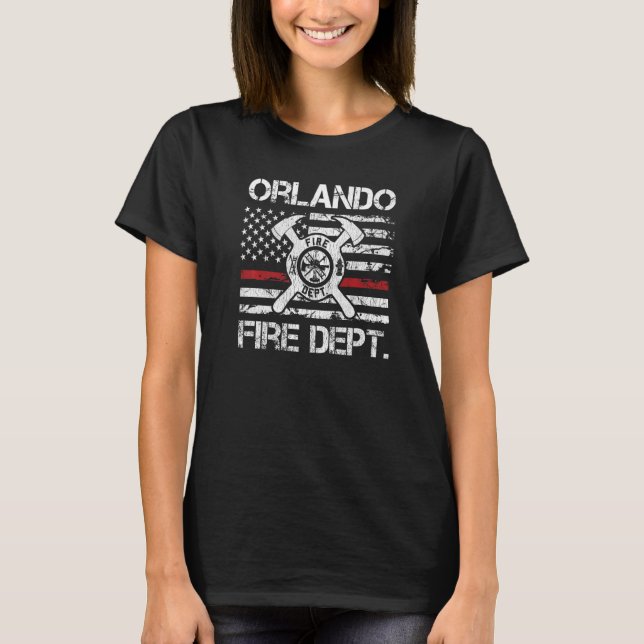 Orlando Florida Fire Department Thin Red Line Fire T Shirt (Framsida)