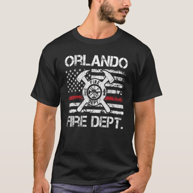 Orlando Florida Fire Department Thin Red Line Fire T Shirt (Framsida)