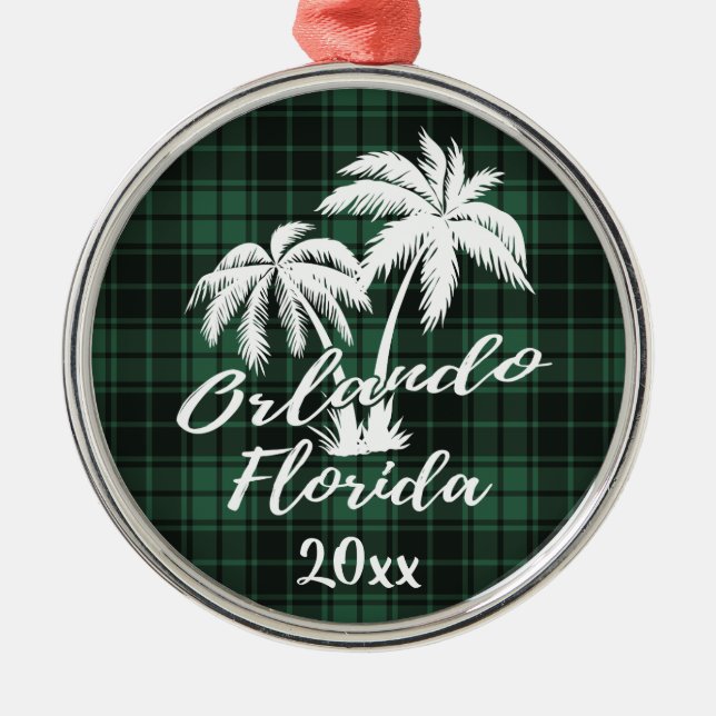 Orlando Florida Handflatan Träd Grönt Play Julgransprydnad Metall (Framsidan)