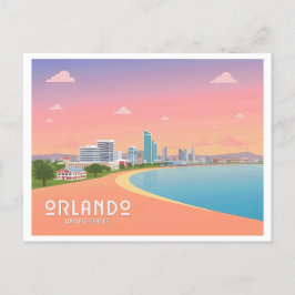 Orlando Florida Kustlinje Stadssiluett Pastell Res Vykort