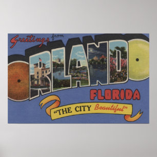 Orlando, Florida - Large Brev Scenes Poster