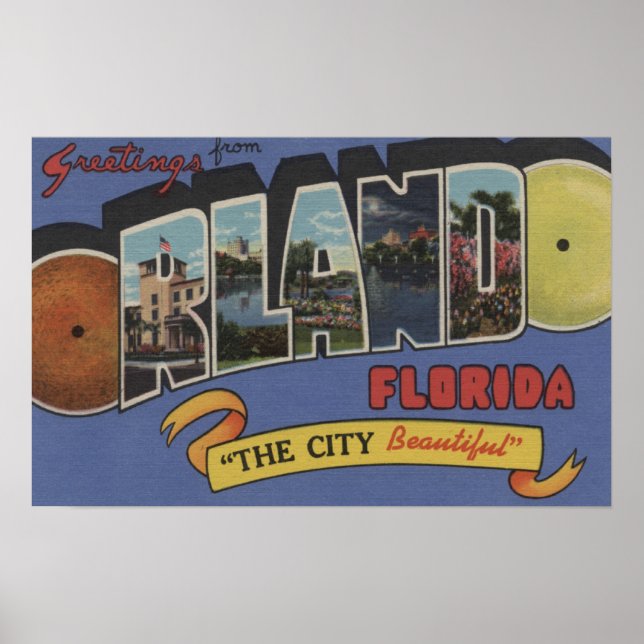 Orlando, Florida - Large Brev Scenes Poster (Framsidan)